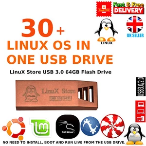30+ Linux OS in 64GB High Speed 3.0 USB Flash Drive, Live Run or Install - Picture 1 of 24