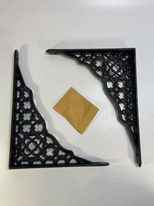 NOS Ferramenta Restauro Coppia di Staffe per Mensole Vittoriane Metallo 10" - Foto 1 di 6