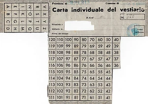 CARTA ANNONARIA INDIVIDUALE DEL VESTIARIO GIUGNO 1942 COSIO D'ARROSCIA - Foto 1 di 1