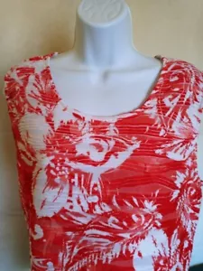 CJ Banks Blouse Women Size 1X Sleeveless Floral Red White Sheer Layered Tank - Picture 1 of 9