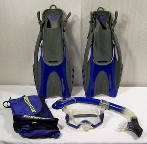 U.S. Maschera subacquea pinne borsa snorkeling adulto giovane S tacco regolabile blu - Foto 1 di 6