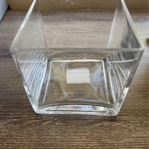 5" Glass Cube Vase Wedding Centerpiece Candle Planter - Picture 1 of 3