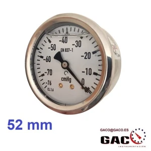 VACUOMETRO DE VACIO 0 a -76 cmHg 52mm 1/8" ROSCA POSTERIOR CAJA INOX GLICERINA - Imagen 1 de 2