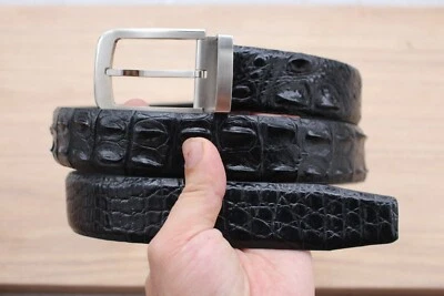 Cinturón para hombre W 1,3 pulgadas - piel de cuerno real negro Foto 1 de 4