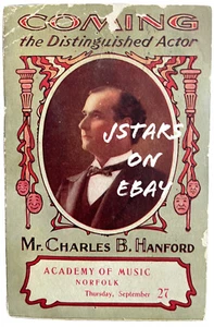 1906 NORFOLK, VA, SCHAUSPIELER CHARLES B. HANFORD ACADEMY OF MUSIC ANZEIGE POSTKARTE UBPC - Bild 1 von 2