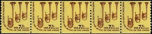 US 1614 Saxhorns 7.7c bulk rate coil strip 5 MNH 1976 - Picture 1 of 1