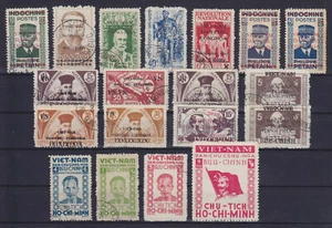 VIETNAM 1945-1946, 19 STAMPS INCL. OPTS - Picture 1 of 1
