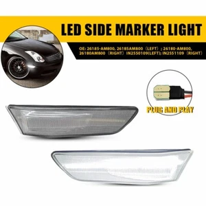 White Front LED Side Lights Marker L&R Fit 2002 03-2007 Skyline Nissan V35 Coupe - Picture 1 of 15