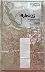 STYLE & CO. HOME WILDBLUMEN 2 STANDARDBEZÜGE 210TC 100 % ÄGYPTISCHE BAUMWOLLE NEU IN VERPACKUNG - Bild 1 von 2