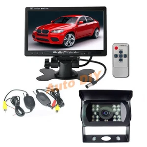 Wireless Rear View Reverse Backup Camera System +7" Monitor For RV Truck 12V/24V - Picture 1 of 12
