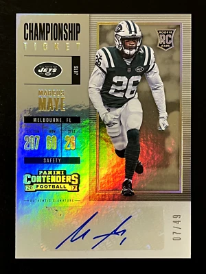 Marcus Maye 2017 Panini Contenders Rookie Ticket Auto Championship Ticket 07/49 - Image 1 of 2