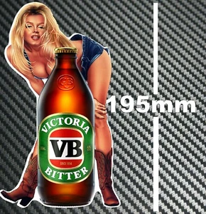 VB Stubbie Beer Pin Up Girl Sticker Speedway Hot Rod Toolbox Bar Fridge Esky BBQ - Picture 1 of 3