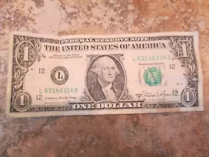 1981 $1 One Dollar Bill UNIQUE FANCY SERIAL SUPER REPEATER L 63146314 G - Picture 1 of 3