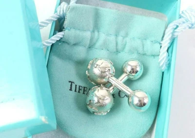 Gemelli vintage Tiffany & Co gemelli mappamondo argento sterling 925 con scatola - Immagine 1 di 4