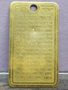 Vintage goldfarben religiös Vaterunser Erkennungsmarke Form Anhänger Medaille christlich - Bild 1 von 14