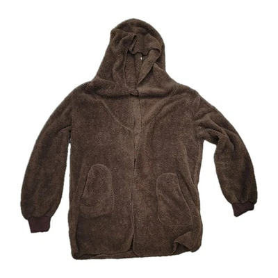 Cárdigan con Capucha Suave Difuso Polar XL Chaqueta Abierta Sin Cierre Oso Marrón  Foto 1 de 4