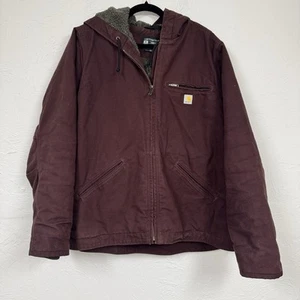 Giacca Sierra Vintage Carhartt Sherpa Foderata Tela Full Zip Marrone Donna 1X - Foto 1 di 9