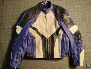 Teknic Leather Motorcycle Racing Jacket Armour Padded Men's Size 46 56 Purple  - Picture 1 of 21