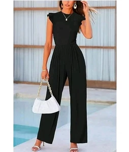 PRETTYGARDEN Summer Jumpsuits for Women Dressy 2025 Casual Ruffle Cap Sleeves... - Picture 1 of 10