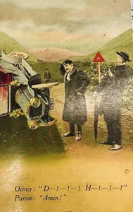 Comedy Postkartenbesitzer:"D-!-!-!  H-!-!-!" Pfarrer: "Amen!" 1921 - Bild 1 von 4