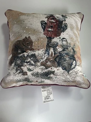 Riverdale Giodano Throw Pillow Holiday Decor Winter Scene Squirrel 16x16 Square - Image 1 of 4