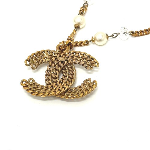 Collana CHANEL 05P Coco Mark catena perle colore oro accessori donna