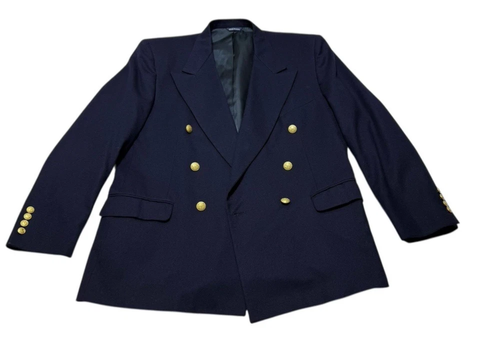 Blazer vintage GAP 100 % lana azul marino para hombre 42-6 chaqueta con botones dorados hecha en EE. UU. Foto 1 de 4