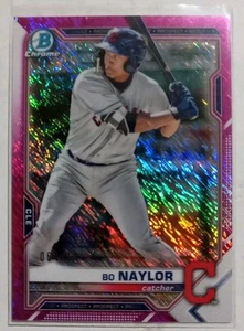 2021 Bowman Chrome Pink Refractor/199 Bo Naylor - Picture 1 of 2