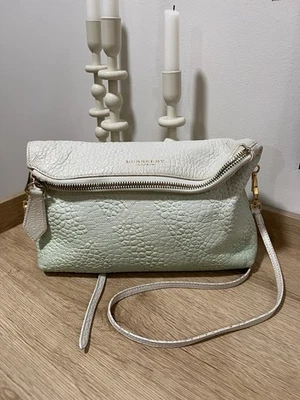Bolso Bandolera Burberry Prorsum Blanco/Como Nuevo Cuero Texturizado Plegable Foto 1 de 4