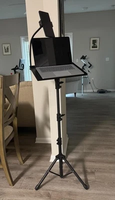 Projector Stand Tripod, Laptop Tripod Stand Height Adjustable with Phone Holder - Image 1 of 4