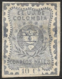 COLOMBIA. 1866. 10c Lilac on Medium Thick Paper. SG: 45. 4 Close Margins. Used - Picture 1 of 2