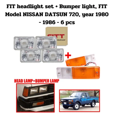 Juego de faros delanteros y luces de señal vintage FIT Nissan Datsun 720 1980-1986 Foto 1 de 4