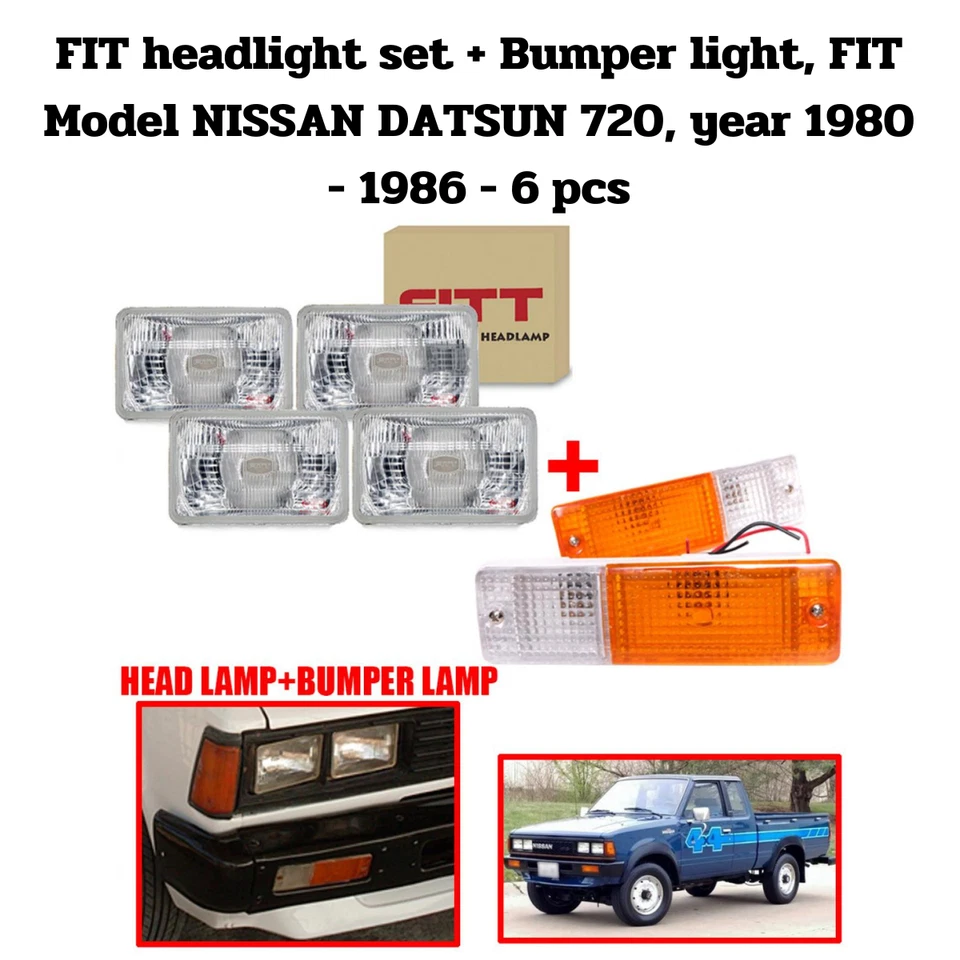 Juego de faros delanteros y luces de señal vintage FIT Nissan Datsun 720 1980-1986 Foto 1 de 4