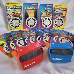 BIG MIXED LOT VINTAGE (2) 3D VIEW-MASTER 3D VIEWERS AND 13 UNOPENED 3 REEL SETS - Picture 1 of 5