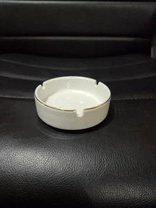 Vintage White With Gold Trim 3.25" Ceramic Ashtray - Picture 1 of 6