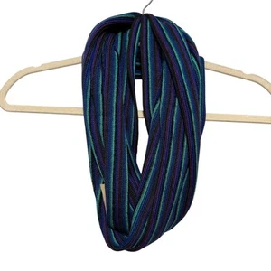 NWT Coldwater Creek Mini Stripe Infinity Scarf Acrylic Blue & Purple - Picture 1 of 5