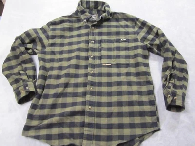 Camisa Drake Para Hombre Grande Verde Negra Franela a Cuadros Botón Delantero Exterior Foto 1 de 4