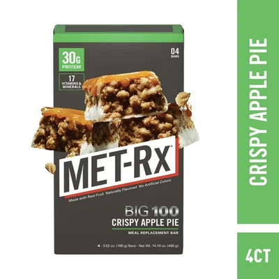 MET-Rx Big 100 Colossal Protein Bars, Crispy Apple Pie Meal Replacement Bars, 4 - Image 1 of 4