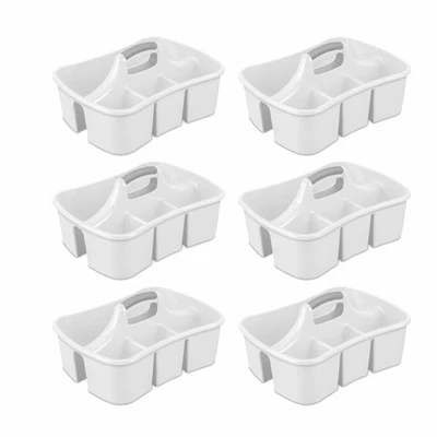 Paquete de 6 carritos de almacenamiento divididos de plástico blanco Foto 1 de 4