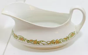 HOMER LAUGHLIN Genesee Gravy Boat White Oval Ceramic w/ Floral Decorative Band - Picture 1 of 2