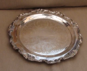 Placa de plata vintage W & S Blackinton E.P. Bandeja de 13 pulgadas con patas de placa de latón - Imagen 1 de 5