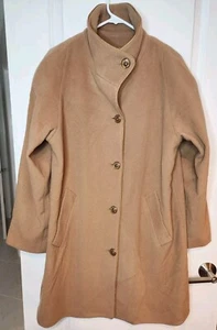 DENNIS BASSO camel hellbraun Wollmantel Kaschmir gefüttert Damen Gr. M Old Money 70er neu - Bild 1 von 16