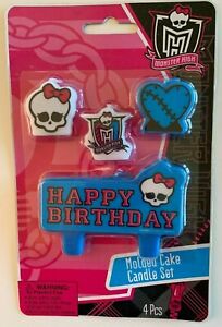 Monster High 4 Piece Molded Cake Candle Set Happy Birthday Cake Topper