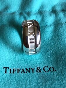 Tiffany & Co. authentic sterling silver ATLAS numerals wide band ring size 6 6.5