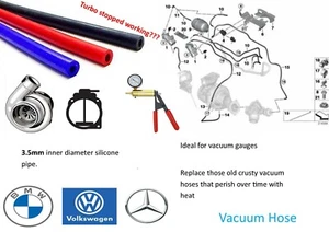Vacuum Silicone Hose 3.5mm Pipe Air Dump Valve Turbo Boost line Tube Rubber BMW - Picture 1 of 11
