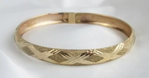 Vintage 10K ausgefallen gebürstet strukturiert poliert Gelbgold Größe 8 Armreif Armband - Bild 1 von 6