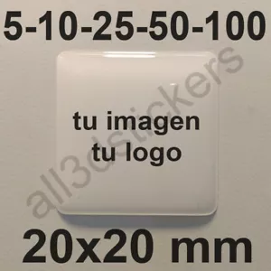 Pegatinas Personalizadas Logo Imagen Resina 20x20 mm Adhesivos Relieve Empresa - Imagen 1 de 2