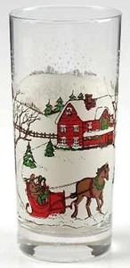 Vintage LIBBEY WINTER VILLAGE Winterlandschaft Trinkglas - Bild 1 von 7