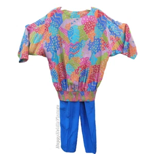 Vintage Stewart Sport by E. Stewart Trainingsanzug 2-teilig Seide abstrakt Farbblock - Bild 1 von 9