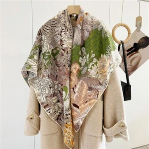 Sallys Cachemira y Seda Envolvente Bufanda Mantón Jardín Doble Cara Estola 53" Azul/Verde - Imagen 1 de 12